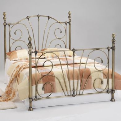 Beatrice Metal Double Bed In Antique Brass