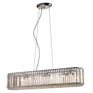 Belgravia 6 Bulbs Rectangular Ceiling Pendant Light In Chrome And Clear