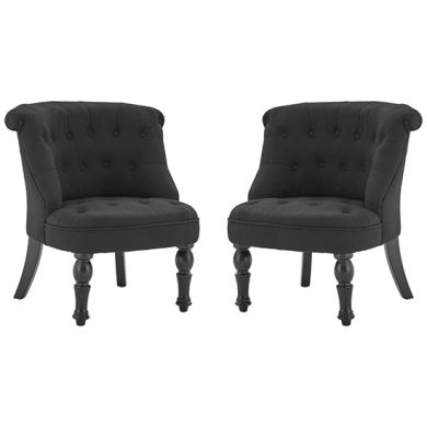 Belgravia Black Cotton Fabric Armchair In Pair