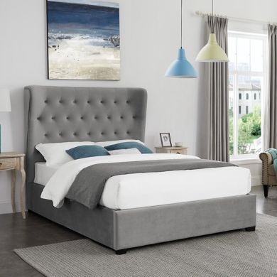 Belgravia Fabric Upholstered Double Bed In Grey