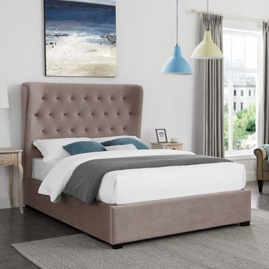 Belgravia Fabric Upholstered King Size Bed In Cappuccino