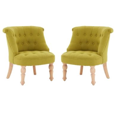 Belgravia Green Cotton Fabric Armchair In Pair