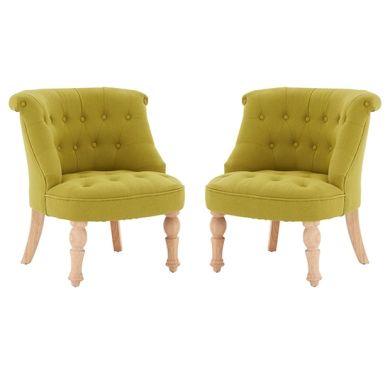 Belgravia Green Cotton Fabric Armchair In Pair