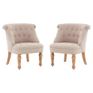 Belgravia Natural Cotton Fabric Armchair In Pair