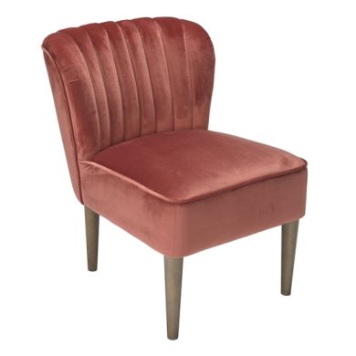 Bella Velvet Bedroom Chair In Vintage Pink