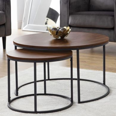 Bellini Round Wooden Nesting Coffee Table In Walnut