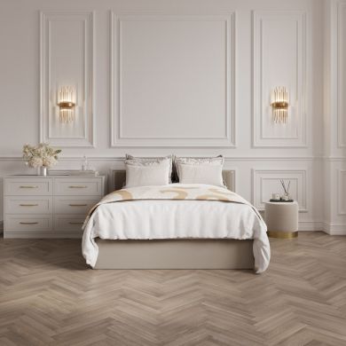 Berlin Velvet Ottoman King Size Bed In Beige