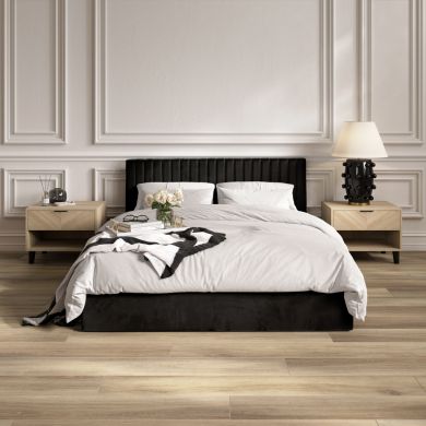 Berlin Velvet Ottoman King Size Bed In Black