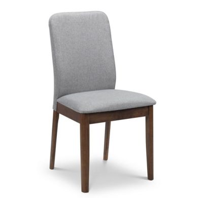 Berkeley Grey Linen Dining Chair In Walnut Wooden Frame