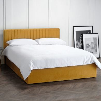 Berlin Fabric Ottoman Small Double Bed In Mustard