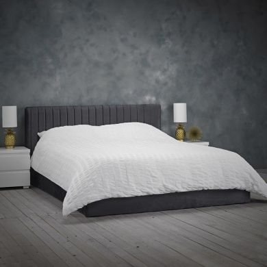 Berlin Velvet Upholstered Double Bed In Silver