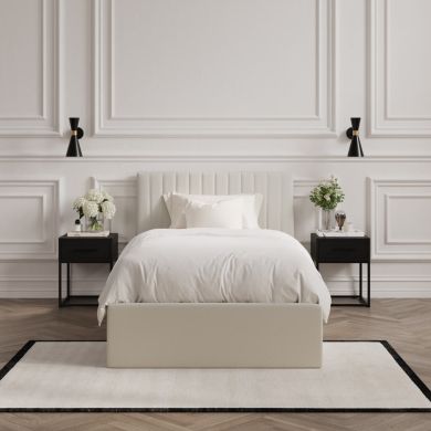 Berlin Ottoman Weave Fabric Single Bed In Milk