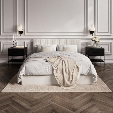 Berlin Ottoman Weave Fabric King Size Bed In Milk