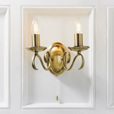 Bernice 2 Lights Wall Light In Antique Brass