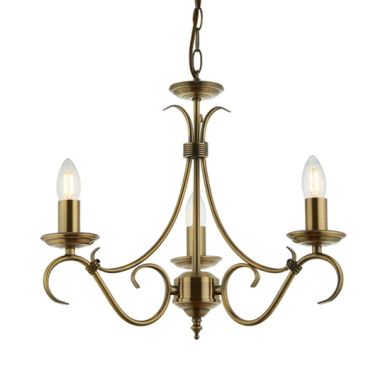 Bernice 3 Lights Ceiling Pendant Light In Antique Brass Effect