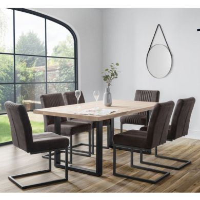 Berwick Wooden Dining Table In Oak With 6 Brooklyn Charcoal Grey Chairs