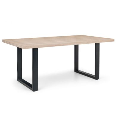 Berwick Wooden Rectangular Dining Table In Oak With Black Metal Legs