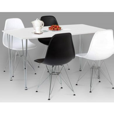 Bianca Wooden Dining Table In White High Gloss With Steel Chrome Legs