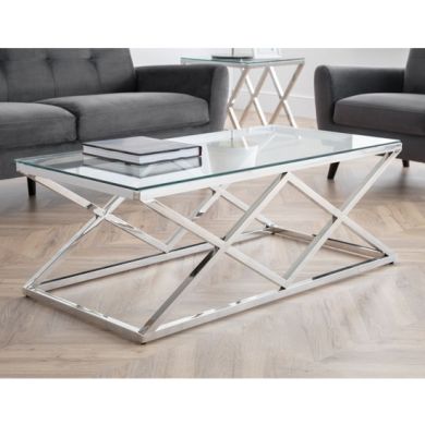 Biarritz Clear Glass Top Coffee Table With Chrome Legs