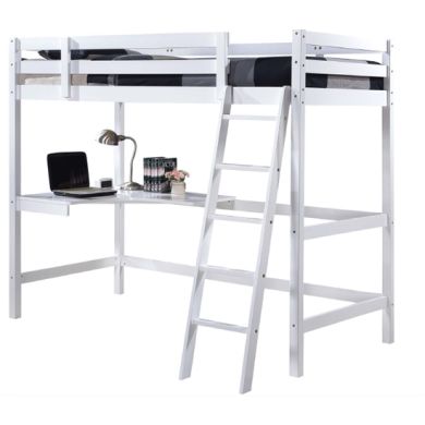 Biken Wooden Study Bunk Bed In White