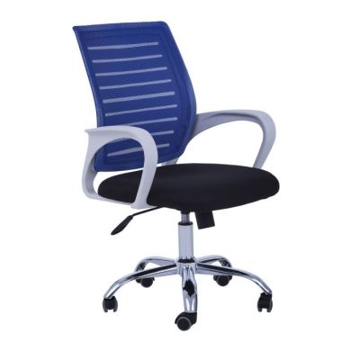 Bilbao Fabric Home And Office Chair In Blue With White Armrest