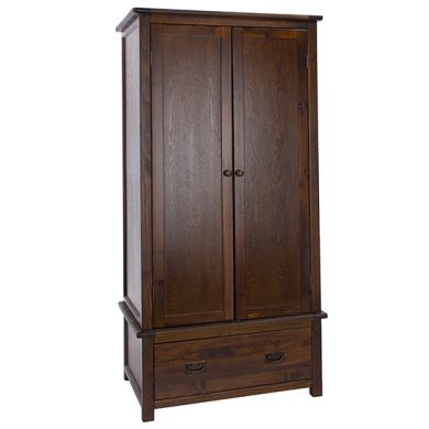 Boston Wooden 2 Doors And 1 Drawer Wardrobe In Dark