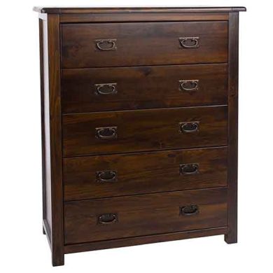 Boston Wooden Chest Of Drawers With 5 Drawers In Dark