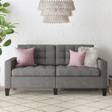 Bowie Large Linen Fabric 2 seater Sofa In Grey