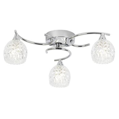 Boyer 3 Lights Clear Glass Semi Flush Ceiling Light In Chrome