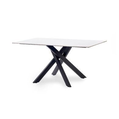 Bradley Wooden Dining Table In White Marble Effect