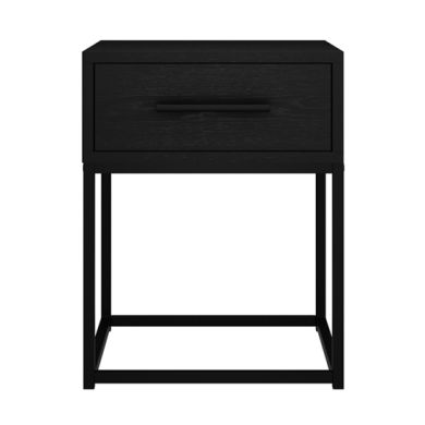 Bray Wooden Bedside Cabinet With 1 Drawer In Matte Black