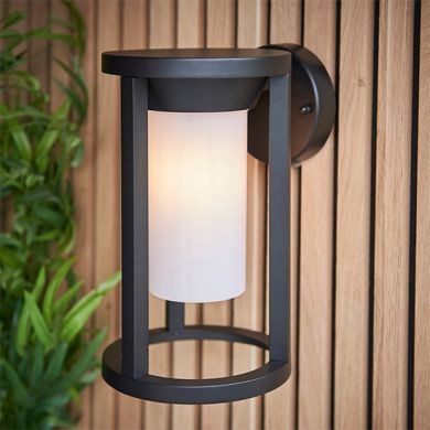 Braden White Polycarbonate Shade Wall Light In Textured Black