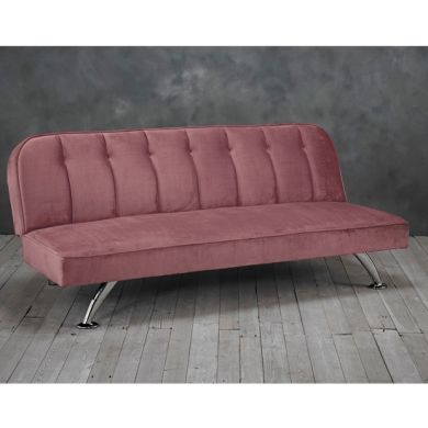 Brighton Velvet Upholstered Sofa Bed In Pink