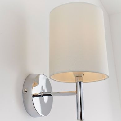 Brio Vintage White Fabric Wall Light In Chrome