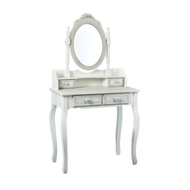 Brittany Dressing Mirror In White And Grey Wooden Frame