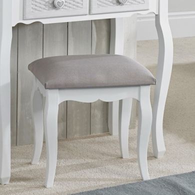 Brittany Dressing Stool In White And Grey
