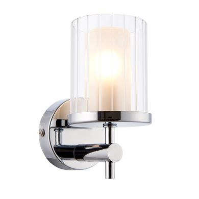 Britton Clear Glass Wall Light In Chrome