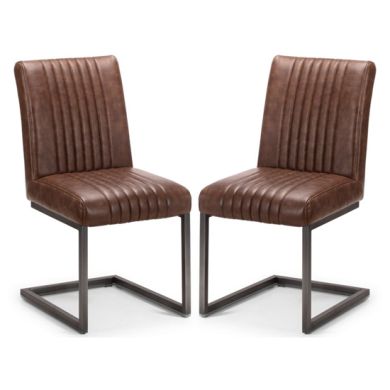 Brooklyn Charcoal Grey Faux Leather Dining Chairs In Pair