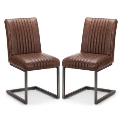 Brooklyn Charcoal Grey Faux Leather Dining Chairs In Pair