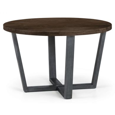 Brooklyn Round Wooden Dining Table In Dark Oak With Gunmetal Frame
