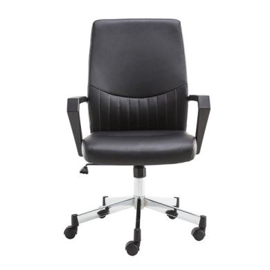 Brooklyn Designer Faux Leather Low Back Office Chair In Black