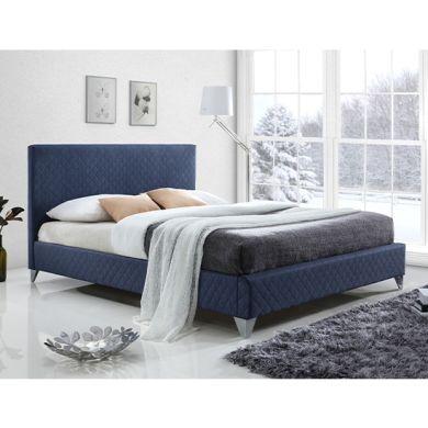 Brooklyn Fabric Upholstered King Size Bed In Blue