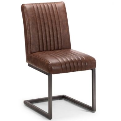 Brooklyn Faux Leather Dining Chair In Brown With Black Legs