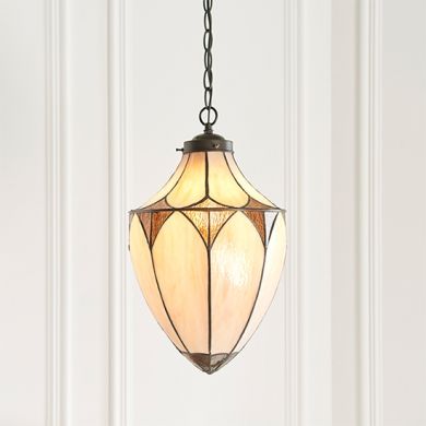 Brooklyn Medium Tiffany Glass Acorn Ceiling Pendant Light In Dark Bronze