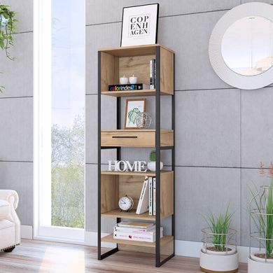 Brooklyn Tall Narrow Wooden Bookcase In Bleached Pine Effect