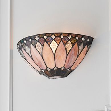 Brooklyn Tiffany Glass Wall Light In Matt Black