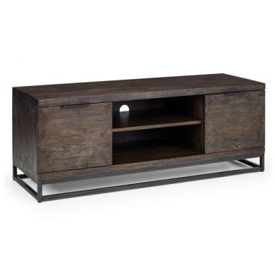 Brooklyn Wooden 2 Doors And Shelf TV Stand In Dark Oak