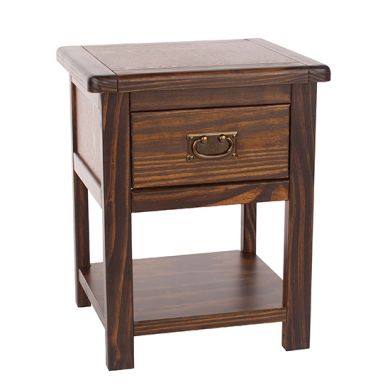 Highland Wooden Bedside Cabinet With 1 Drawer In Dark Brown