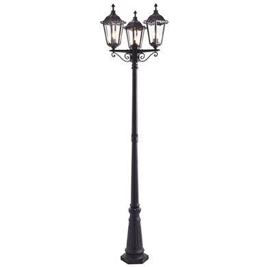 Burford 3 Lights Traditional Exterior Lamp Post In Matt Black