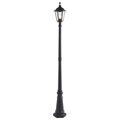 Burford Outdoor Clear Glass Shade Lamp Post In Matt Black